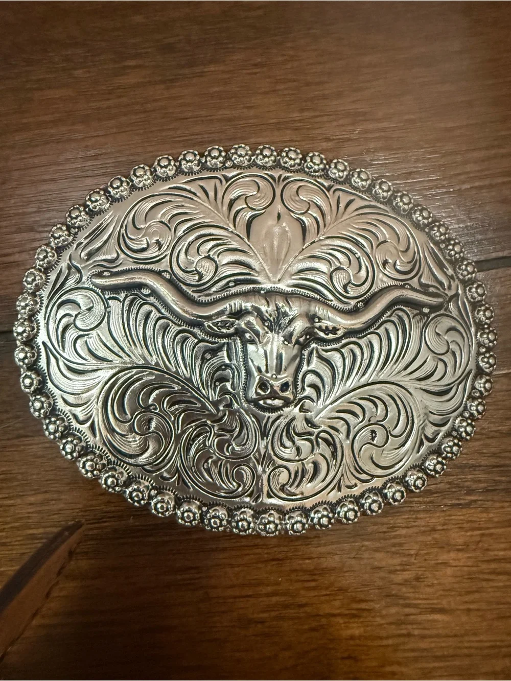 Kids Western Brown Leather Belt with Ornate Longhorn Buckle
